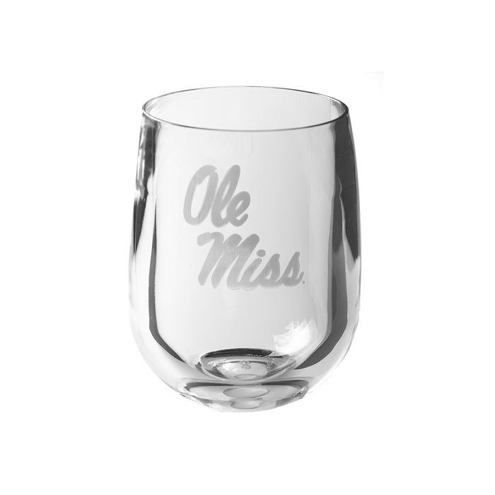 Mississippi (Ole Miss) Rebels 12 oz Stemless Wine Glass