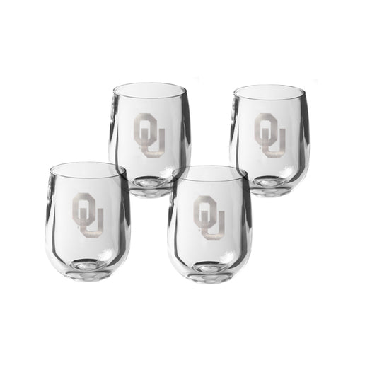 Oklahoma Sooners 12 oz Stemless Wine Glass