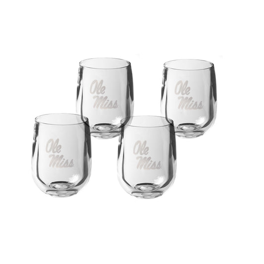 Mississippi (Ole Miss) Rebels 12 oz Stemless Wine Glass